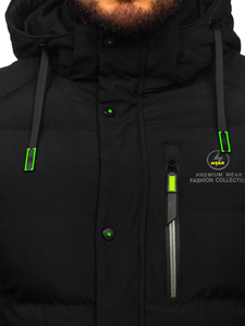 Geacă de iarnă lungă matlasată neagră Bolf 22M57