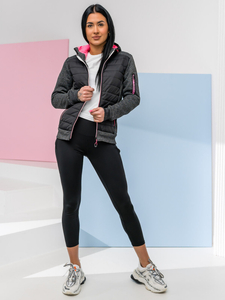 Hanorac cu glugă matlasată pentru femei negru Bolf KSW4001