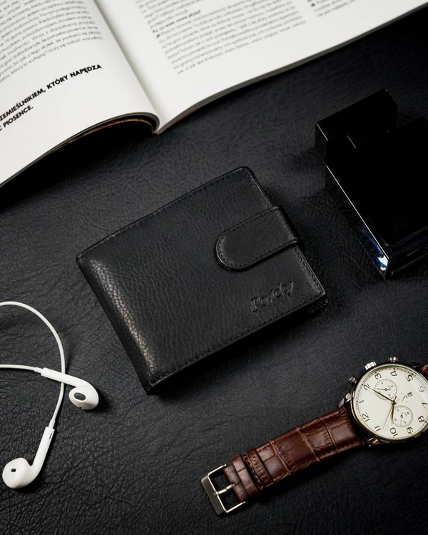 Portofel din piele negru bărbați 13967