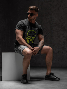 Tricou negru cu imprimeu Bolf Y70007