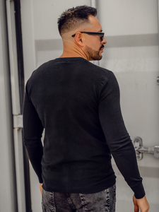 Cardigan negru pentru bărbați cu fermoar Bolf YY06A