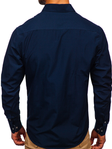 Cămașă elegantă bleumarin mâneca lungă Bolf 4711