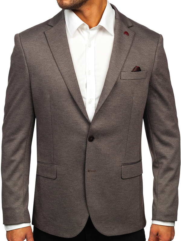 Jachetă elegantă maro închis pentru bărbați Bolf 024