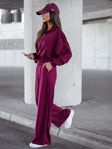 Set hanorac cu fermoar două piese pentru femei vișiniu Bolf 821109