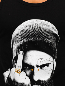 Maiou tank top cu imprimeu negru Bolf 14842