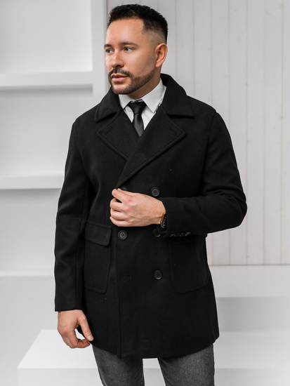 Palton de iarnă pentru bărbați, scurt, negru la două piept Bolf 11Z8215A1