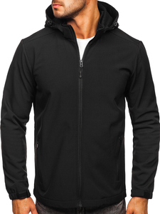 Jachetă neagră de tranziție softshell pentru bărbați Bolf HH017