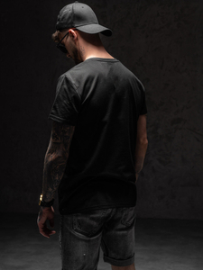 Tricou negru cu imprimeu Bolf Y70005