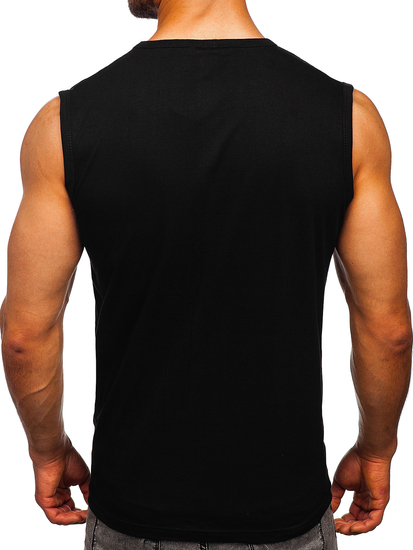 Maiou negru tank top cu imprimeu Bolf 14809
