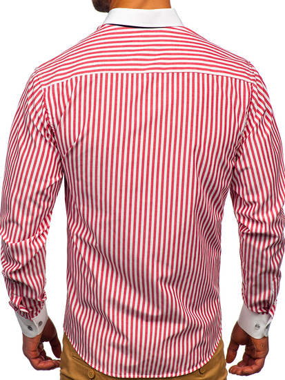 Cămașă roșie în dungi cu mâneca lungă Bolf 20727