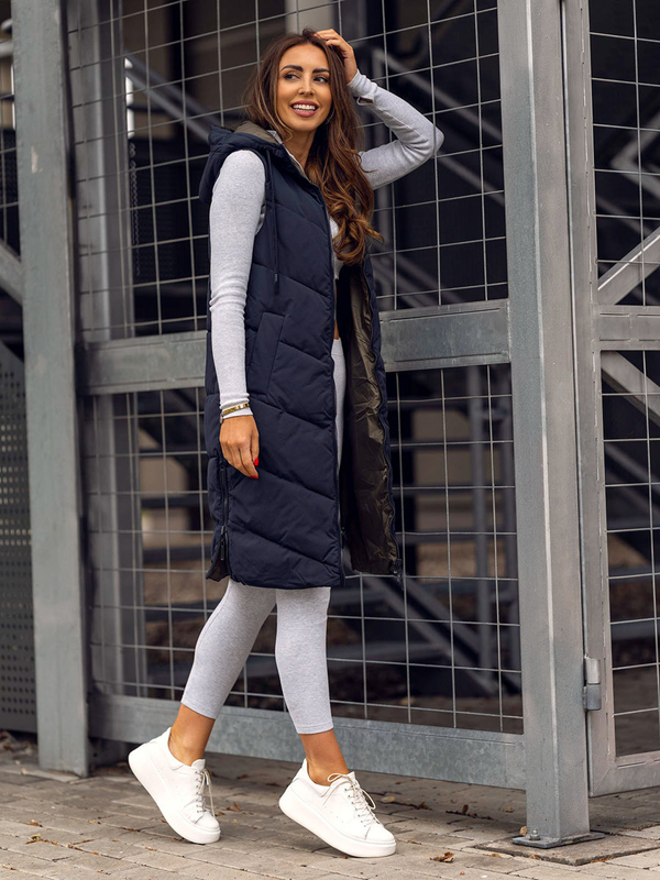 Vestă lungă pe două părți bleumarin Bolf B8022B