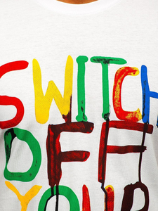 Tricou alb imprimat pentru bărbați Bolf 1181