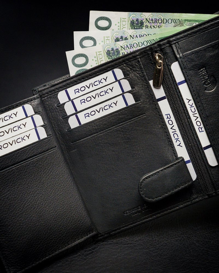 Portofel din piele negru bărbați 13967
