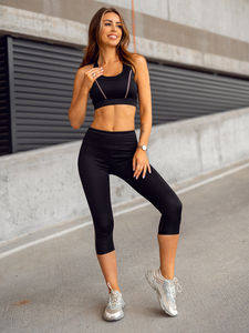 Set sport negru din două piese pentru femei Bolf XL012A