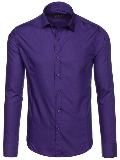 Cămașă elegantă bărbătească violet cu mâneci lungi Bolf 1703
