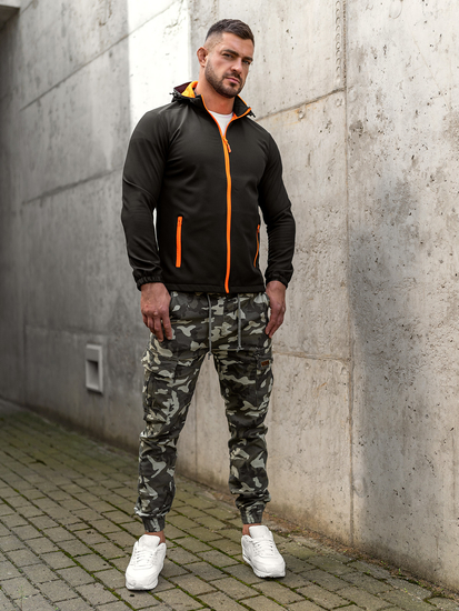 Jachetă softshell de tranziție pentru bărbați, negru și portocaliu, Bolf HH017A