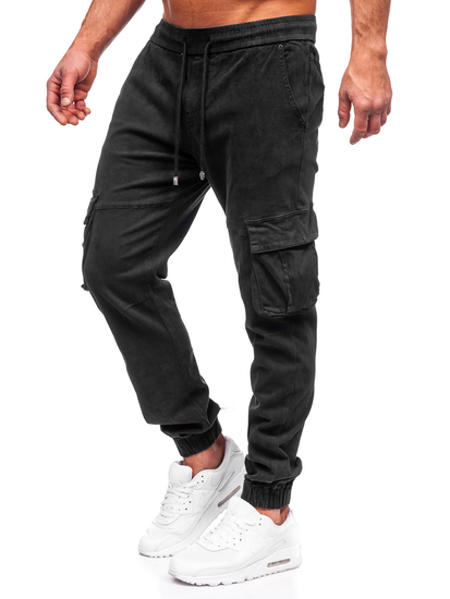 Blugi cargo joggers negri Bolf MP0105N