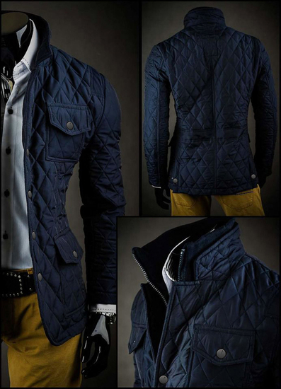 Geacă elegantă bleumarin matlasată Bolf 802A