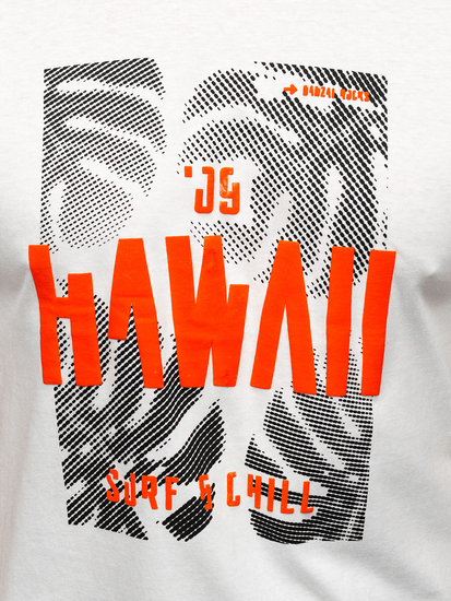 Tricou bărbătesc din bumbac alb cu imprimeu Bolf MPO3497