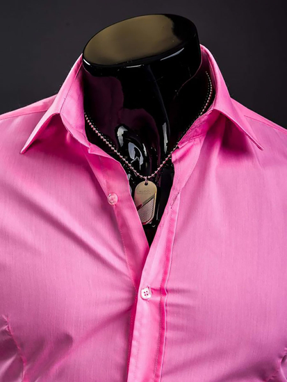 Cămașă elegantă bărbătească coral cu mâneci lungi Bolf 1703A