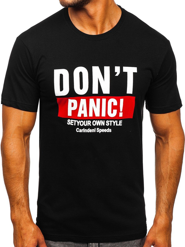 Tricou negru cu imprimeu Bolf 10858