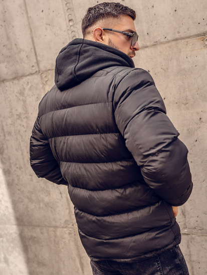 Geacă de iarnă matlasată neagră Bolf 7145A