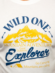 Tricou bărbătesc din bumbac alb cu imprimeu Bolf MPO3484