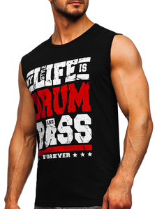 Maiou negru tank top cu imprimeu Bolf 14810