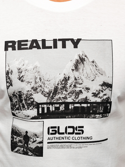 Tricou bărbătesc din bumbac alb cu imprimeu Bolf MPO3461