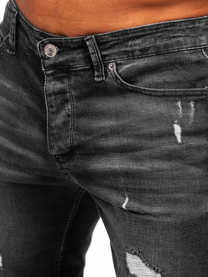Pantaloni scurți negri din denim pentru bărbați Bolf 0393