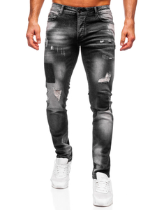 Pantaloni negri pentru bărbați, blugi slim fit Bolf MP0113N