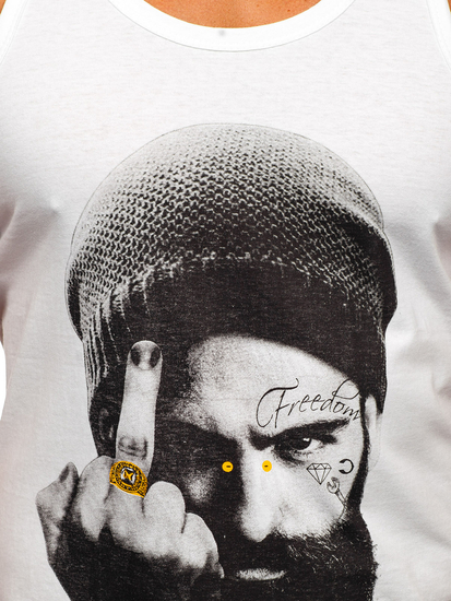 Maiou tank top cu imprimeu alb Bolf 14842