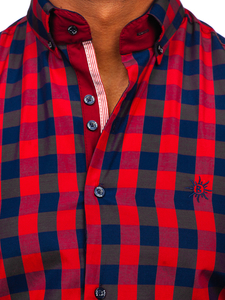 Cămașă bordo in carouri mâneca scurtă Bolf 4508