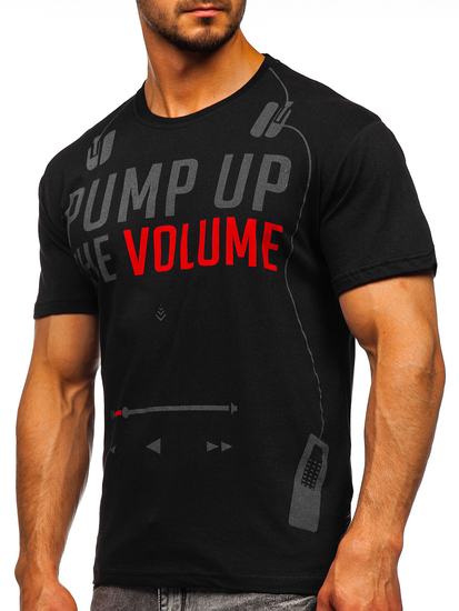 Tricou negru cu imprimeu Bolf 1171