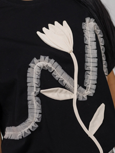 Tricou negru dama cu aplicatie Bolf 96T632