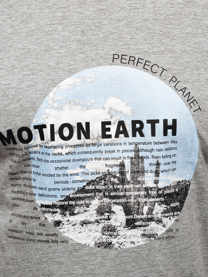 Tricou bărbătesc din bumbac gri cu imprimeu Bolf MPO3466