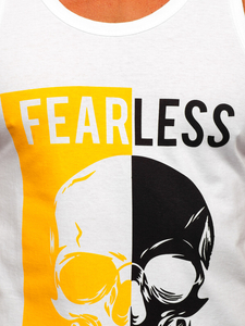 Maiou alb tank top cu imprimeu Bolf 14841