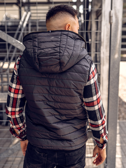 Vestă cu glugă matlasată neagră Bolf 7106A