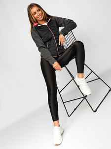 Hanorac cu glugă tranzițională pentru femei negru Bolf KSW4004