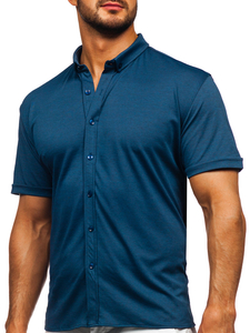 Cămașă cu mâneca scurtă bleumarin Bolf 2005