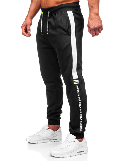 Pantaloni de trening cu imprimeu negru-verzi Bolf AM125
