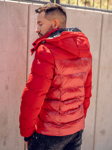 Geacă de iarnă roșie matlasată Bolf 99527A