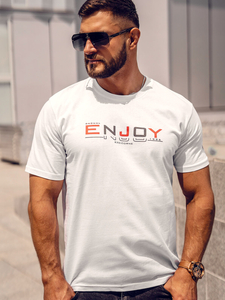 Tricou din bumbac cu imprimeu alb Bolf 14739A