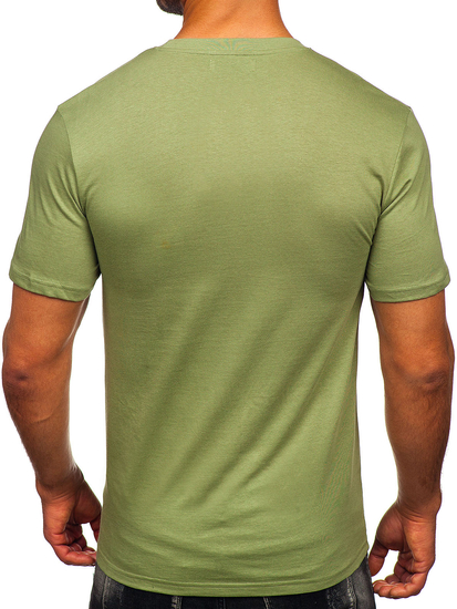 Tricou barbatesc din bumbac verde cu imprimeu Bolf MPO3475