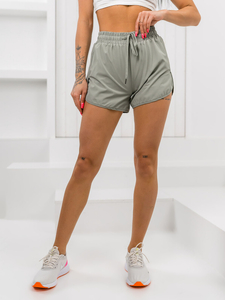 Pantaloni scurți sport verzi pentru femei cu jambiere Bolf XY24015S