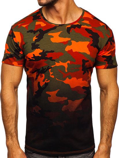 Tricou cu imprimeu verde-portocaliu army Bolf S808