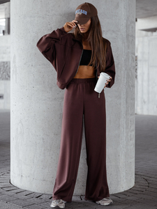 Set hanorac cu fermoar două piese pentru femei ciocolatiu Bolf 821109