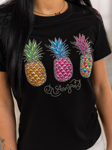 Tricou negru de dama cu aplicatie Bolf 95T2522