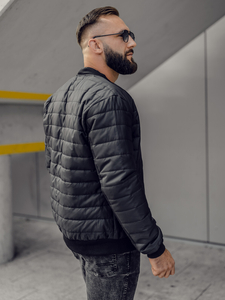 Jachetă bomber matlasată pentru bărbați neagră Bolf MY-02A2