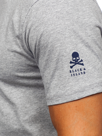 Tricou din bumbac gri cu imprimeu Bolf 14784